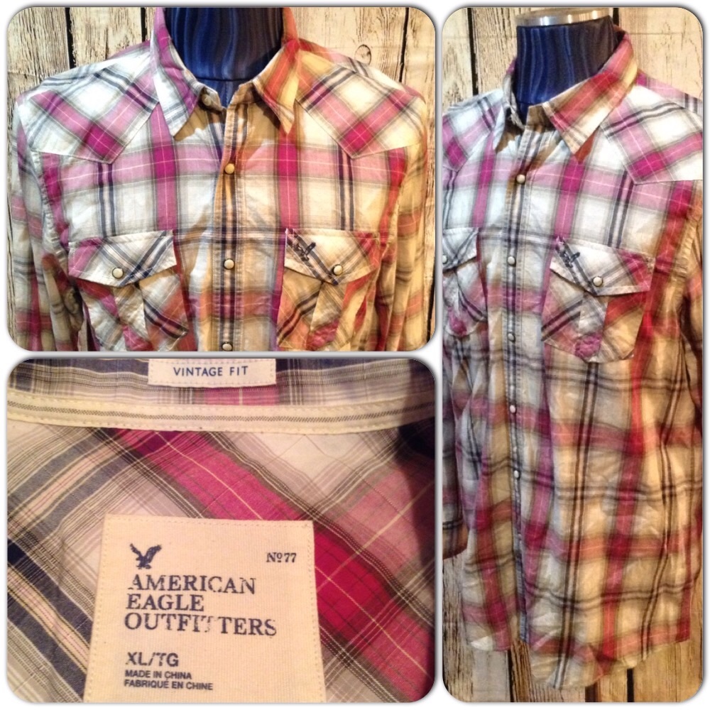 American Eagle Western Pearl Snap Men XL H1-96